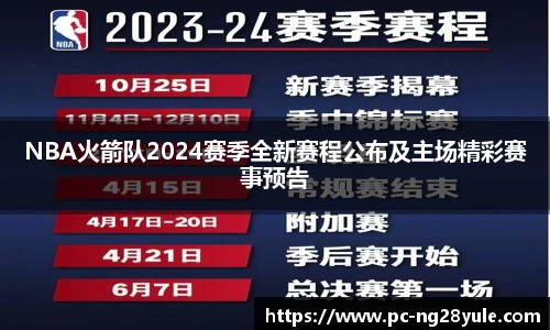 NBA火箭队2024赛季全新赛程公布及主场精彩赛事预告